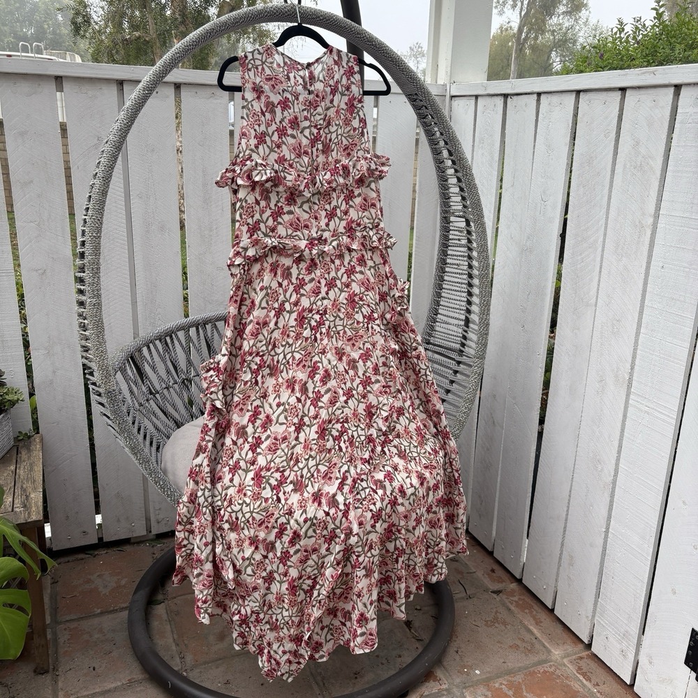 Sundance Maxi Dress Pink Floral Ruffled Asymmetrical Hem NWOT Sze Medium